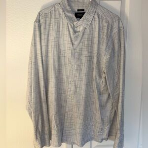 Kenneth Cole Men's Light Gray Plaid Dress Shirt